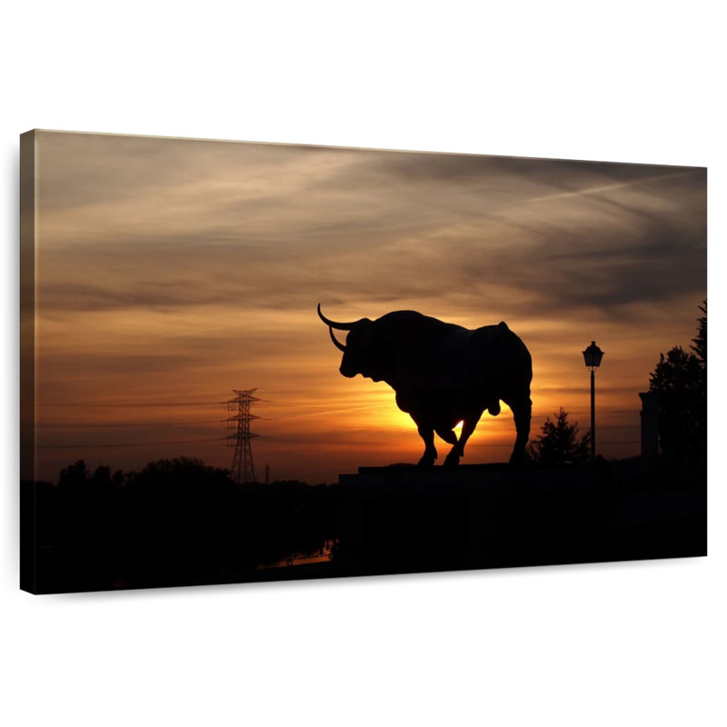 Crowle Bull Sunset Silhouette, 8" H x 12" W