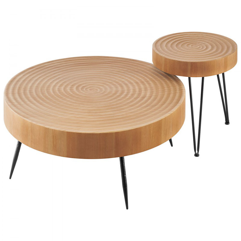 2 - Piece Solid Wood Top Living Room Table Set