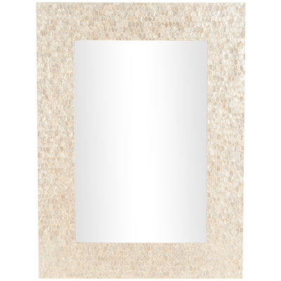 Cotrina Mother of Pearl Shell Handmade Mosaic Cream Wall Mirror