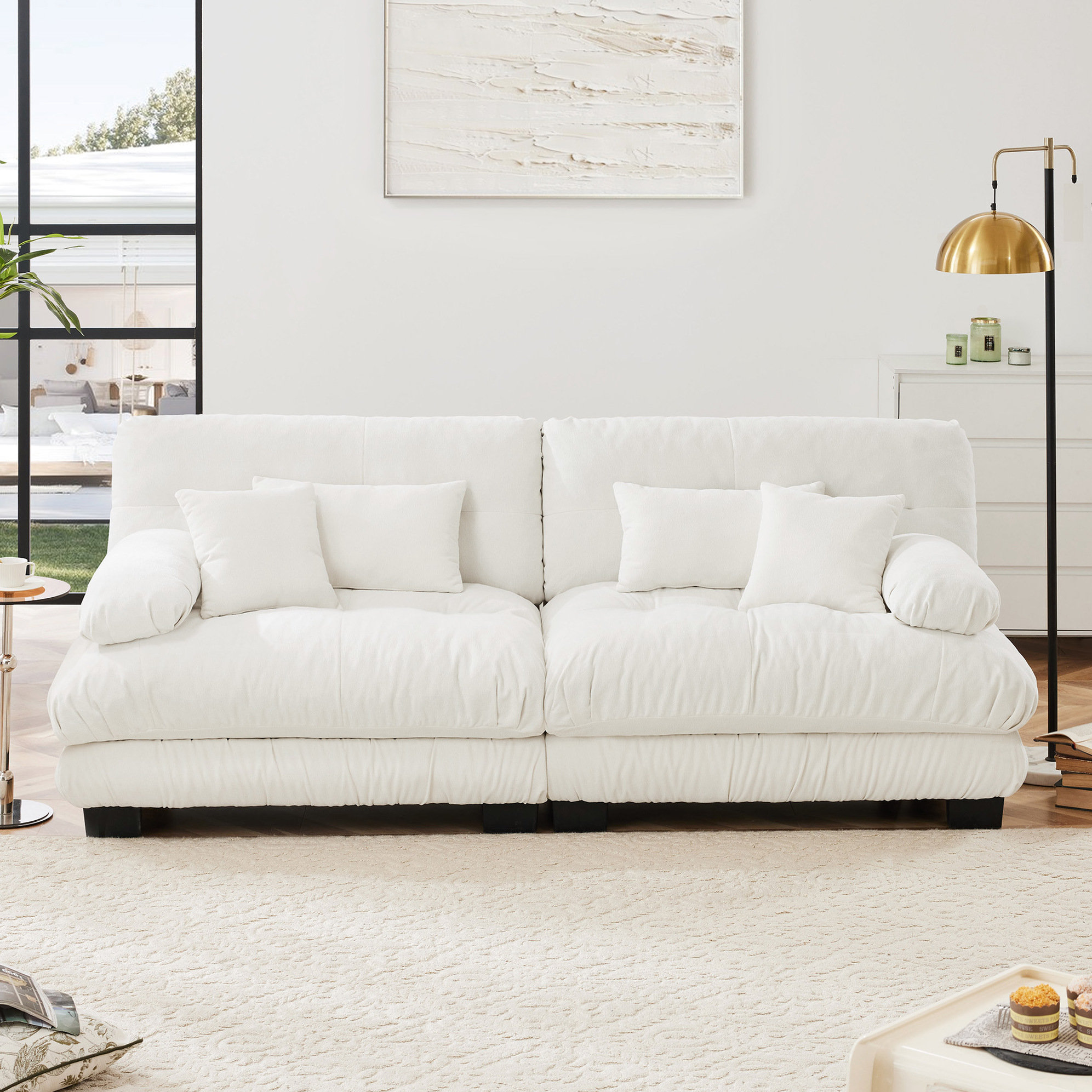 Latitude Run® Living Room Cloud Couch 2 Seater - Chenille Fabric With ...
