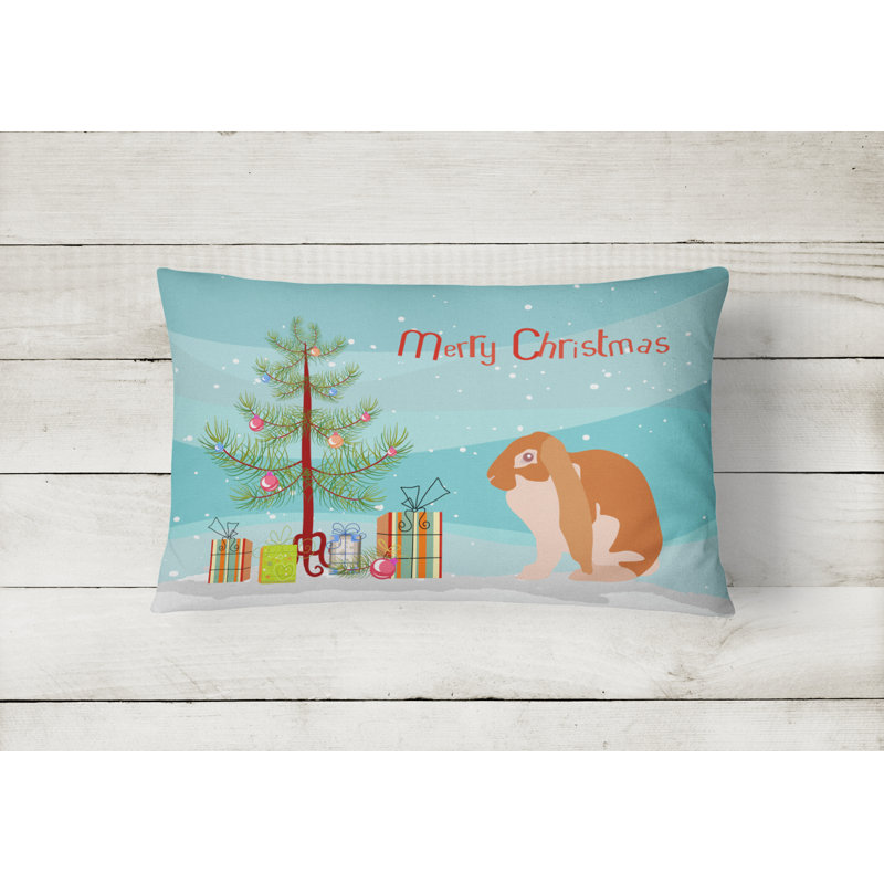  English Lop Rabbit Christmas Indoor/Outdoor Throw Pillow