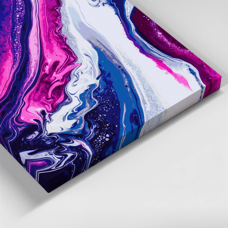 Abstrait art fluide sur toile bleue 49, H 8 po x l 8 po