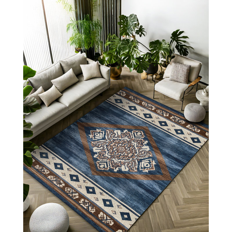 Tapis marocain en coton et polyester à imprimé numérique Minisase, Tapis de couloir 2 pi 8 po x 16 pi 5 po