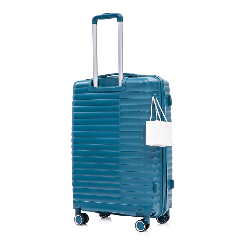 14 "/ 20" / 24 "/ 28" 4 pièces / ensemble dans un bagage à roulettes en PP, une valise de transport, une tringle en fer, une serrure à mot de passe à combinaison, un étui à cosmétiques de 14 po (bleu)