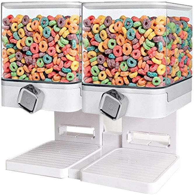 Distributeur compact d'aliments secs, double contrôle, Blanc