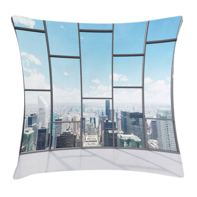 Scenery Office in Skyscrapers Square Pillow Cover