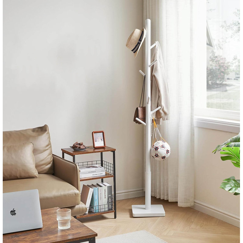 Freestanding 8 - Hook Coat Rack, White