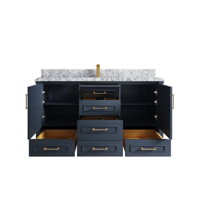 Ensemble de meuble-lavabo simple 60 po Flavell, Bleu marine hâlé