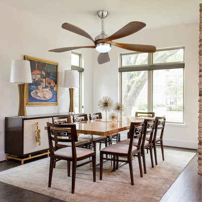  52" Modern Smart Ceiling Fan With Light, 6-speed Quiet Dc Motor & 3-colour Led，remote Control With Timer，sakuragi