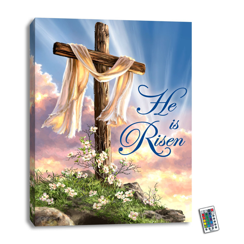 «He Is Risen 18x24» entièrement illuminé, impression DEL à changement de couleur