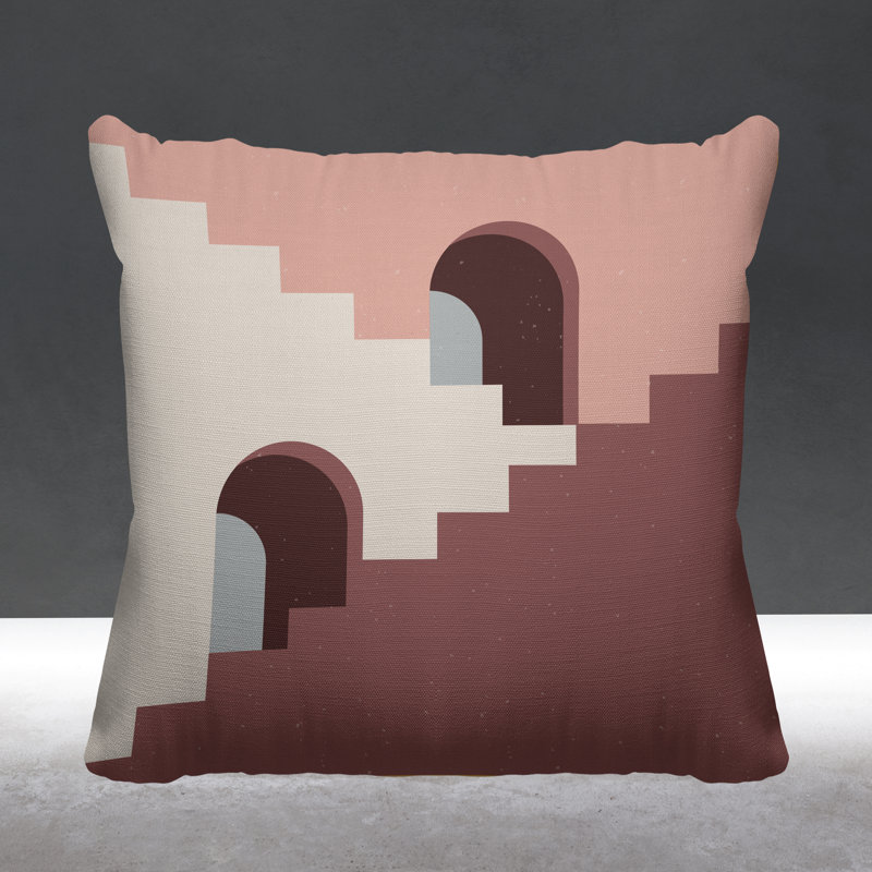 Abstract Outdoor Reversible Throw Pillow, 19H" x 19W", Brown