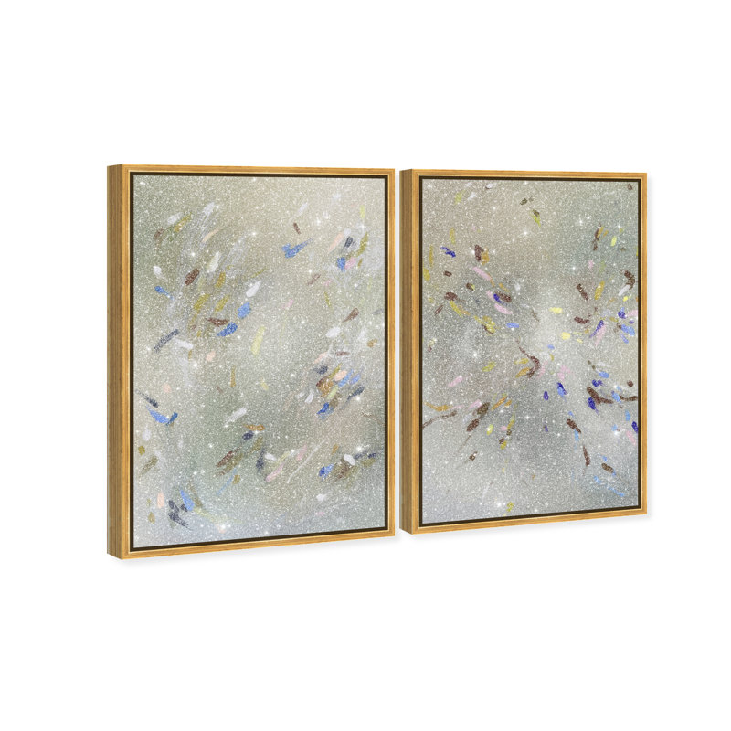 Spontaneous Traces Set Set by Oliver Gal, 62"H x 42"W, Gold Floater Frame