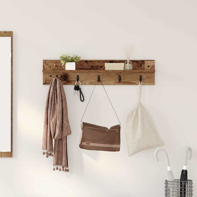 Wall-Mounted Coat Rack With Shelf 80 X 10.5 X 18 Cm, Old Wood
