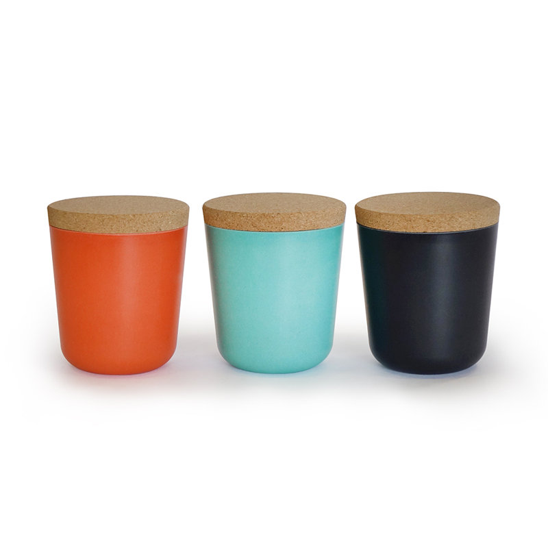 Ensemble de pots de cuisine en bambou EKOBO, 0,25 pte, Orange, bleu et noir
