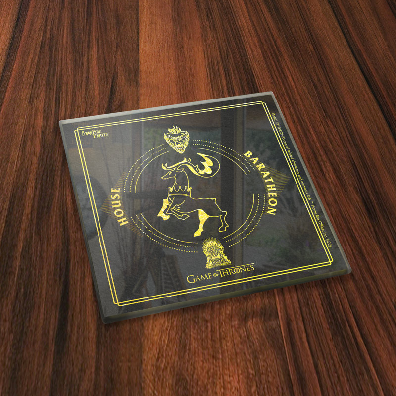 (Symboles) Ensemble de sous-verres en verre Starfire, Game of Thrones / Gold House