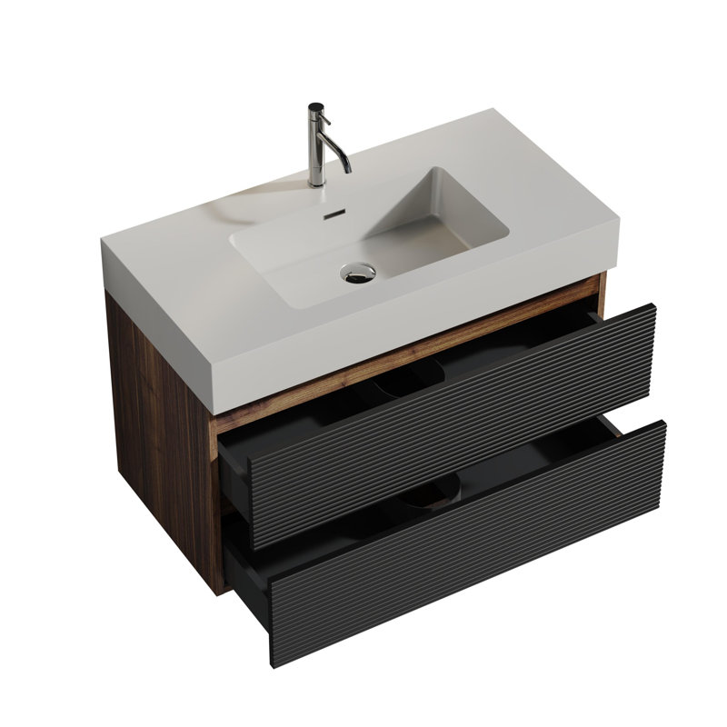 Meuble-lavabo flottant mural 36 po, Blanc