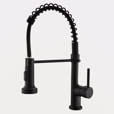 Robinet de cuisine commercial noir avec douchette rétractable, robinet d'évier de cuisine à poignée simple