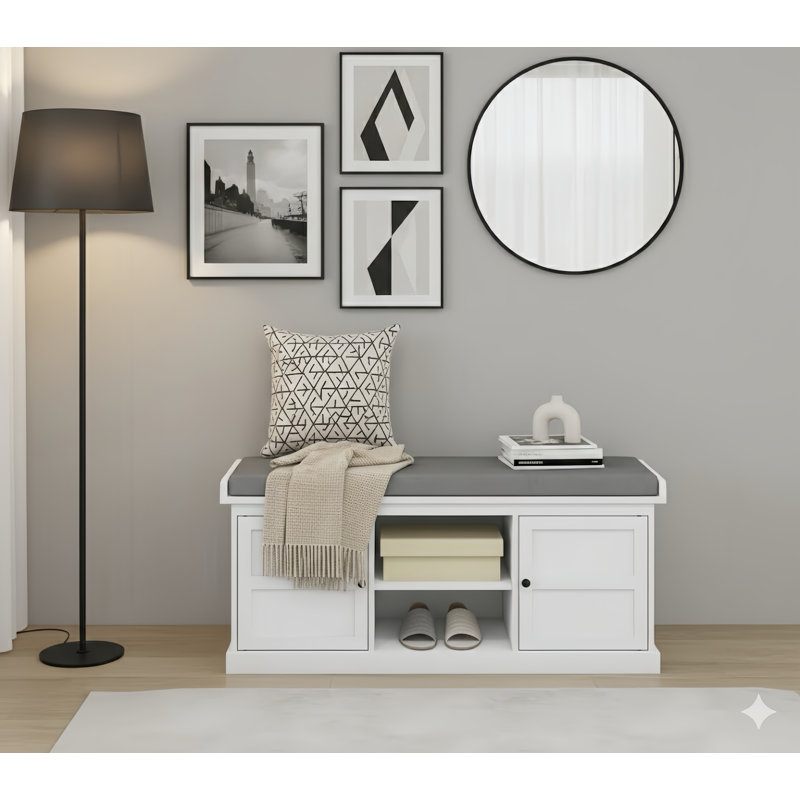 Banc d'entrée, banc de rangement pour chaussures avec siège rembourré