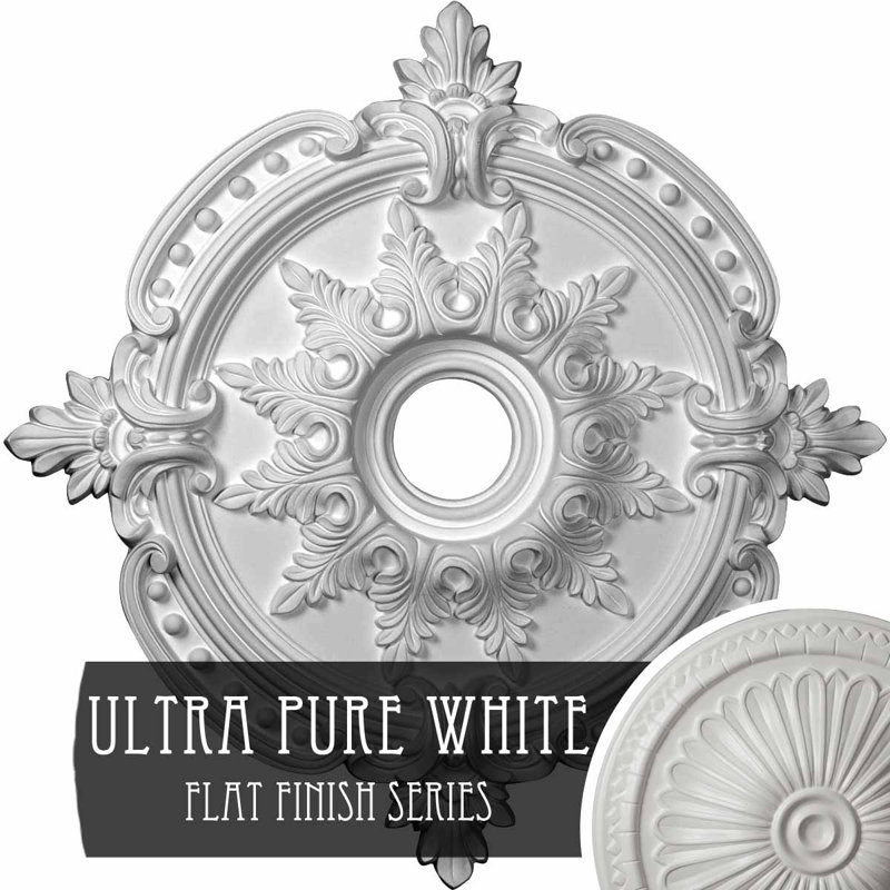 Endurathane Benson Classic Ceiling Medallion, 28 3/8"OD x 3 3/4"ID x 1 5/8"P (Fits Canopies up to 6 1/2"), Hand-Painted Ultra Pure White Finish