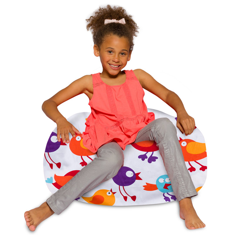 Outdoor Friendly Classic Bean Bag, Large-38in, White/Blue/Orange Cotton Blend
