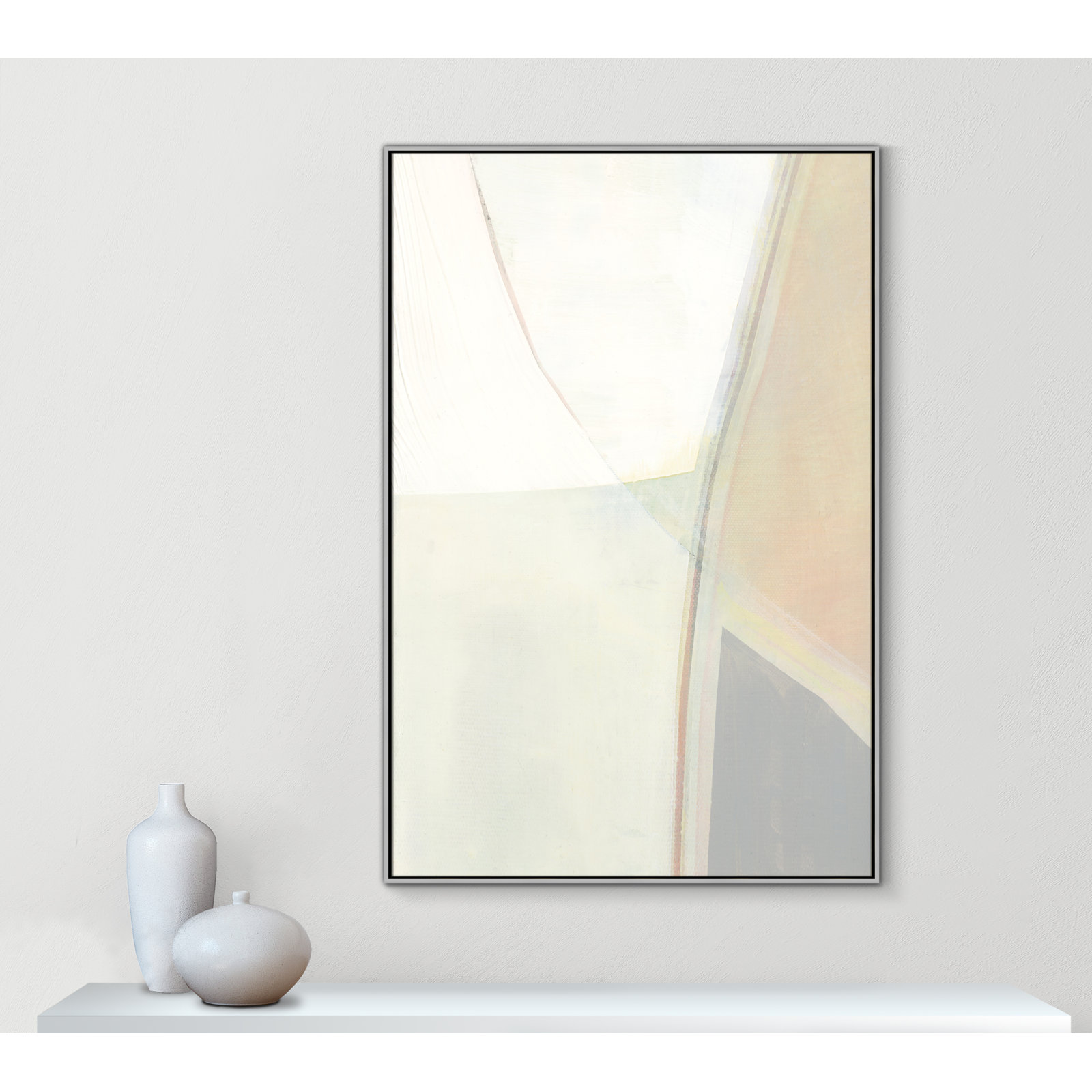 In Neutral II - Painting Print, Silver Framed Canvas, 61.5" H x 41.5" W x 2" D