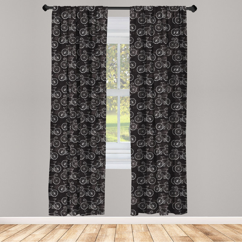 Bicycle Semi-Sheer Rod Pocket Sliding Panel, 28" x 63"