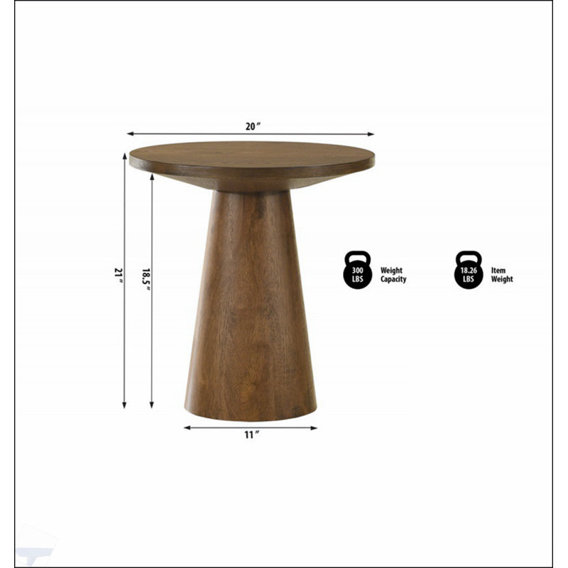 Console ronde en bois de 20 po avec base à piédestal, parfaite pour les salons modernes et les décors élégants, Noir, Noir