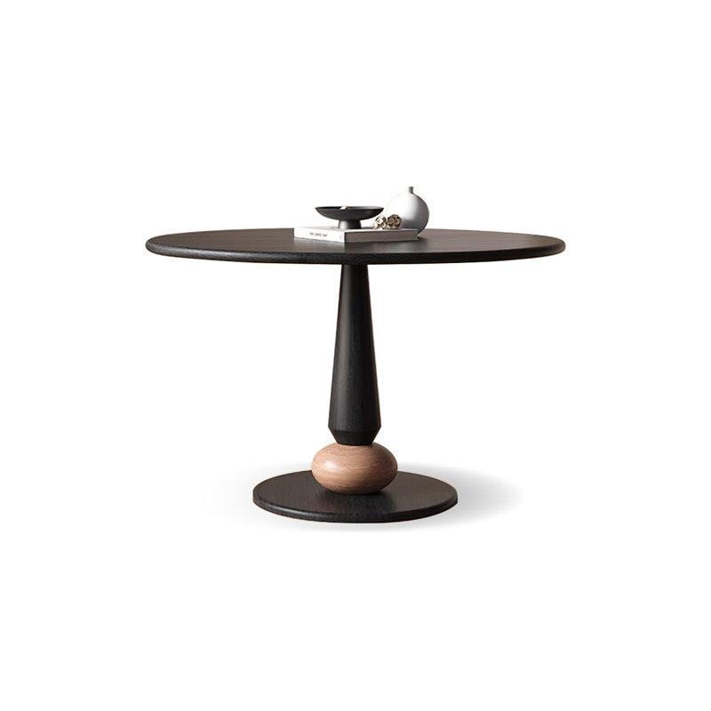 Table de salle à manger ronde noire en bois massif, H 29,53 po x L 39,37 po x l 39,37 po