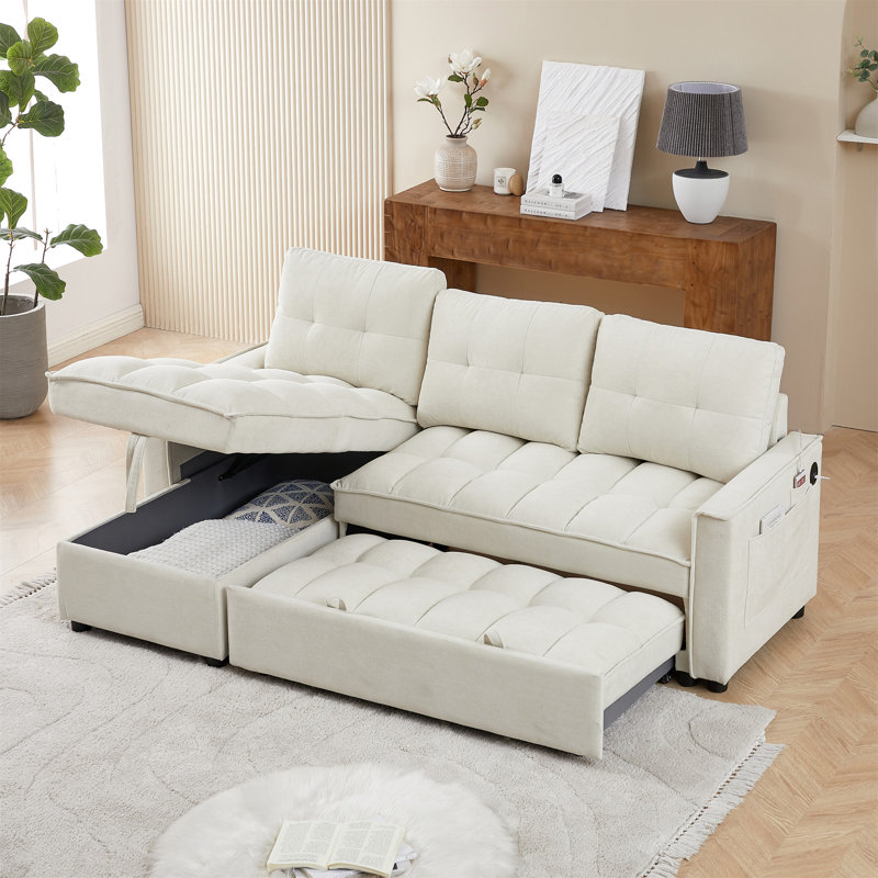 MH 78.75" Reclining Sofa, Beige Chenille