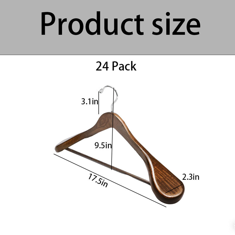 Paquet de 24 cintres robustes, idéal pour les robes, les pantalons, les costumes, les vestes et autres vêtements lourds, solution de rangement pour garde-robe peu encombrante