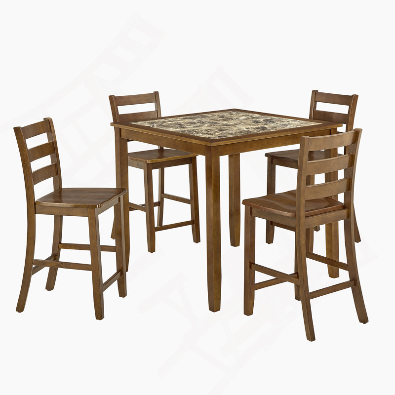 Ensemble de table de salle à manger, de bar et de chaises, ensemble de table de salle à manger 5 pièces, ensemble de table de petit-déjeuner de style rétro, pour le salon, la salle à manger - brun (nécessite un assemblage)