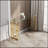 Console Table Stainless Steel Glass,Meal Side Table Golden Clear  Bs-02-17778653