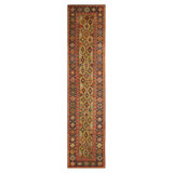 1880s Yellow Antique Geometric Tribal Knotted Wool Caucasian Tallish Runner Rug