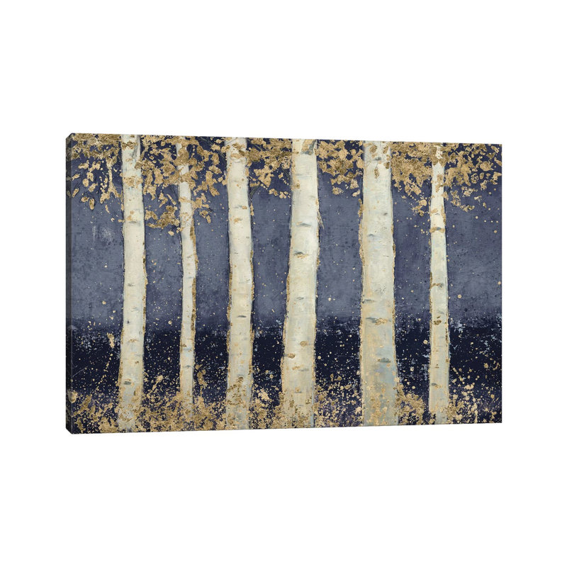 Magnificent Birch Grove Indigo by James Wiens - Wrapped Canvas Painting, 101.6 cm H x 66.04 cm W x 1.91 cm D