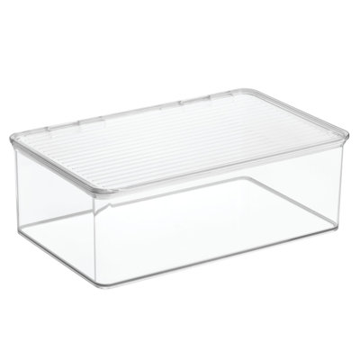 iDesign Kitchen Binz BPA-Free Plastic Stackable Organizer Box with Lid - 7.2" x 10.7" x 3.7", Clear