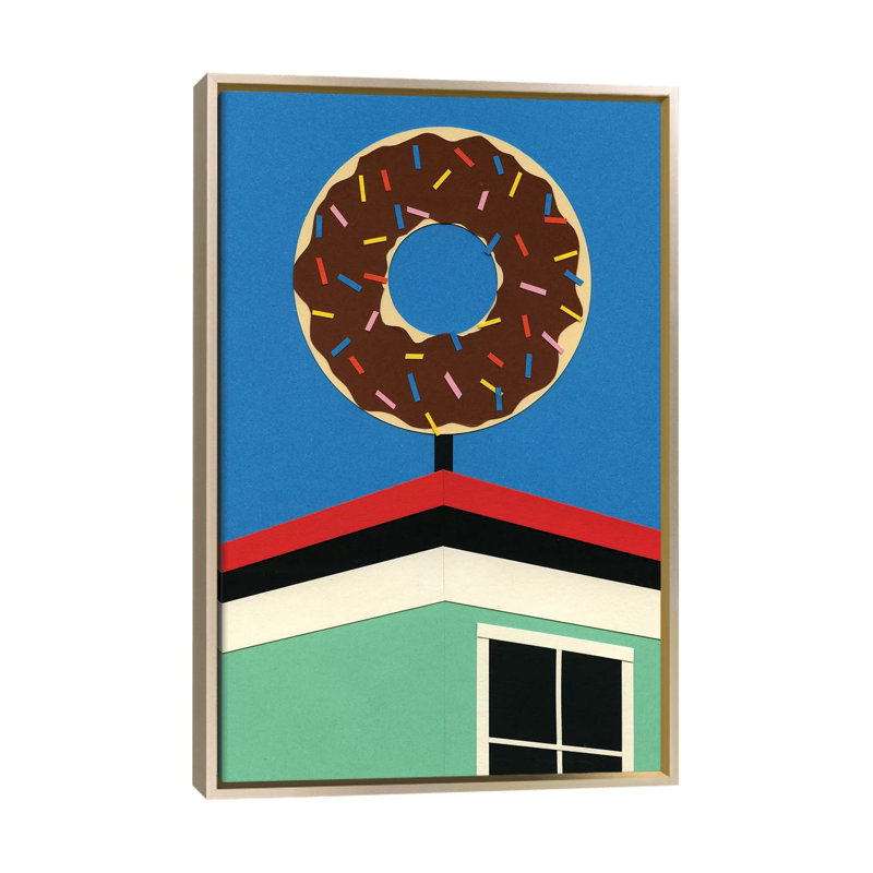 LA Donut Corner - reproduction d'art murale - toile encadrée, H 40 po x l 26 po, Impression encadrée sans passe-partout