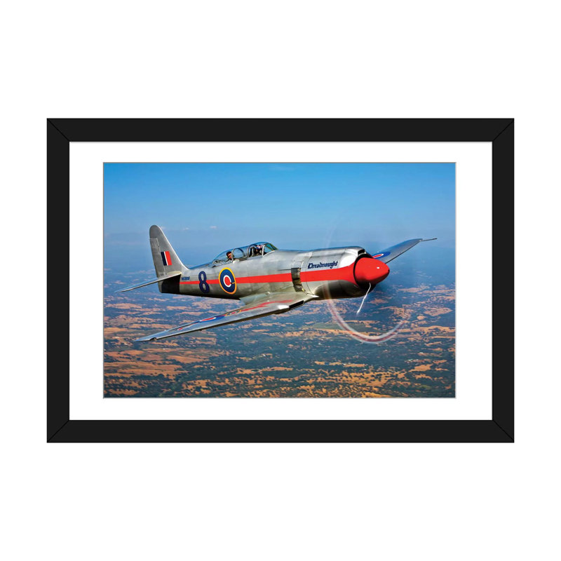 «A Hawker Sea Fury T.Mk. 20 Dreadnought Avion in Flight», reproduction de photo sur toile, H 16 po x l 24 po x P 1 po, Blanc