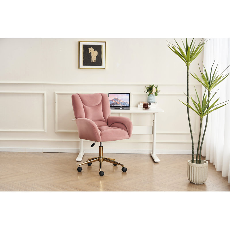 Chaise de bureau pivotante 360, Rose, Velours