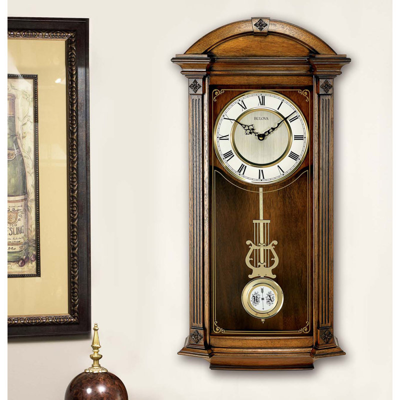 Hartwick 29 Inch Walnut Pendulum Wall Clock with Chimes