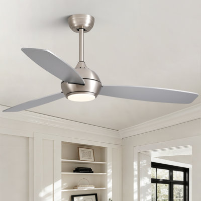 Ventilateur de plafond moderne à 3 pales de 52 po avec télécommande et lumière DEL