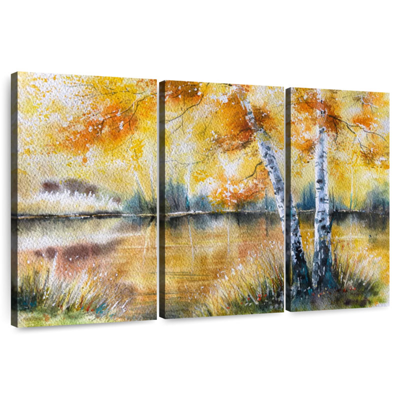 Alvord Golden Lakeside Birches, 20" H x 33" W