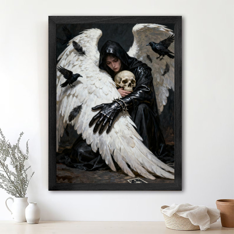 «Black Falled Vintage Fallen Angel Wall Art», impressions de style rétro, H 11 po x l 9 po