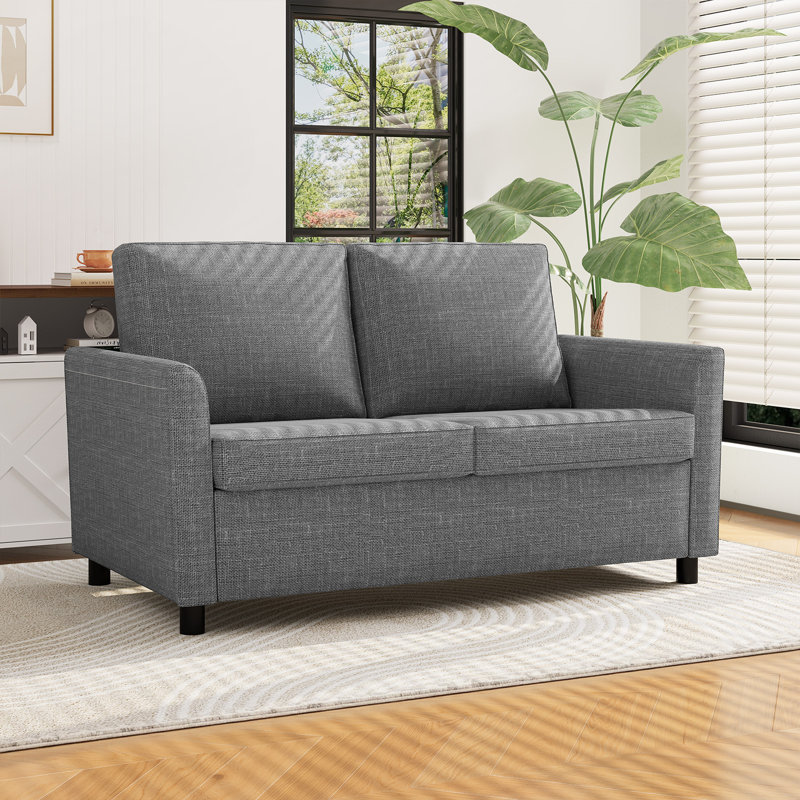 2 Seater Linen Loveseat, Dark Grey