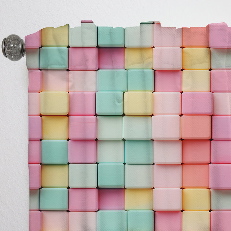 Popart Candyland Blocks I - Rideau à rayures - Rideau rayé obscurcissant - 1 panneaux, L 52 po x L 120 po
