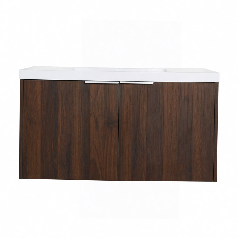 Modern Design Float Mounting Bathroom Vanity With Sink Soft Close Door,2 Doors, California Walnut