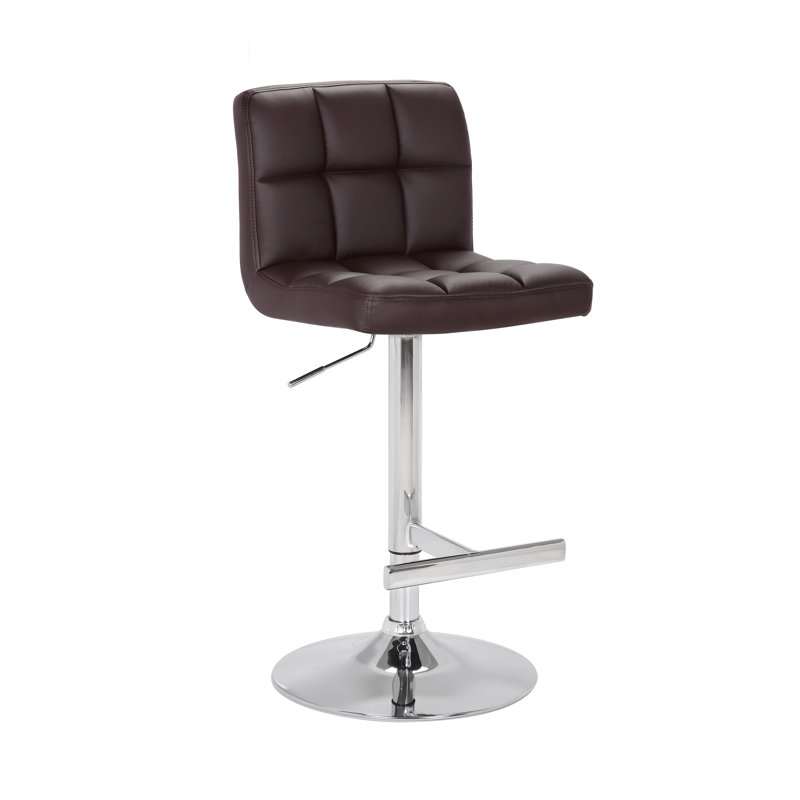 Batty Swivel Upholstered Adjustable Height Counter Stool with Metal Frame, Brown