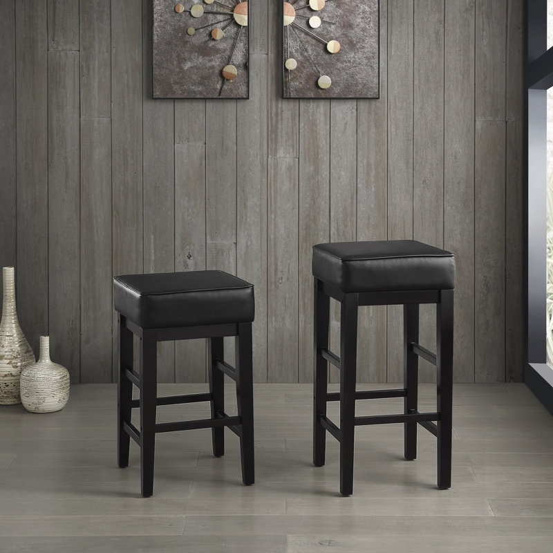 Tabouret de bar rembourré en similicuir Duffield, Tabouret de bar (siège d'une hauteur de 30 po), Noir