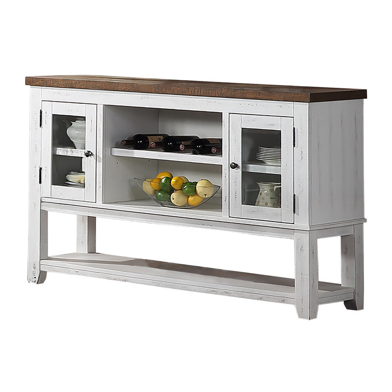 Desserte de 59,6 po avec 2 armoires et tablettes, Blanc