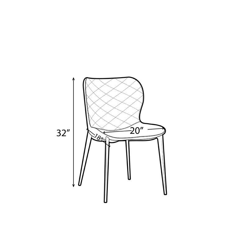 Chaise d'appoint rembourrée Stacia, Noir, Acier inoxydable