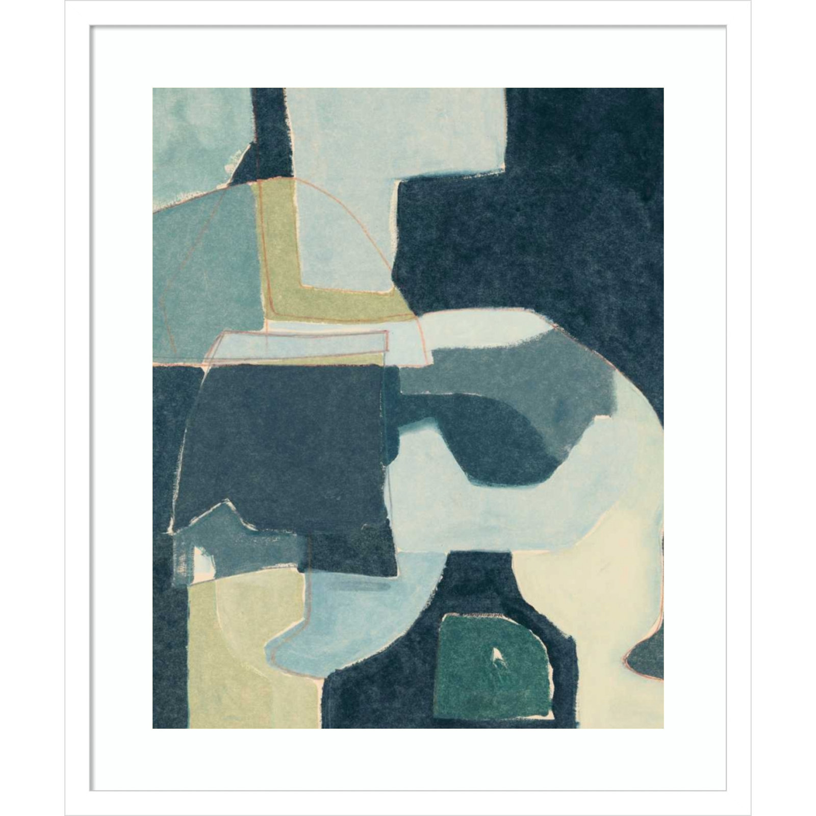 Blue Note III by Rob Delamater, White Framed, 25" H x 21" W x 1" D